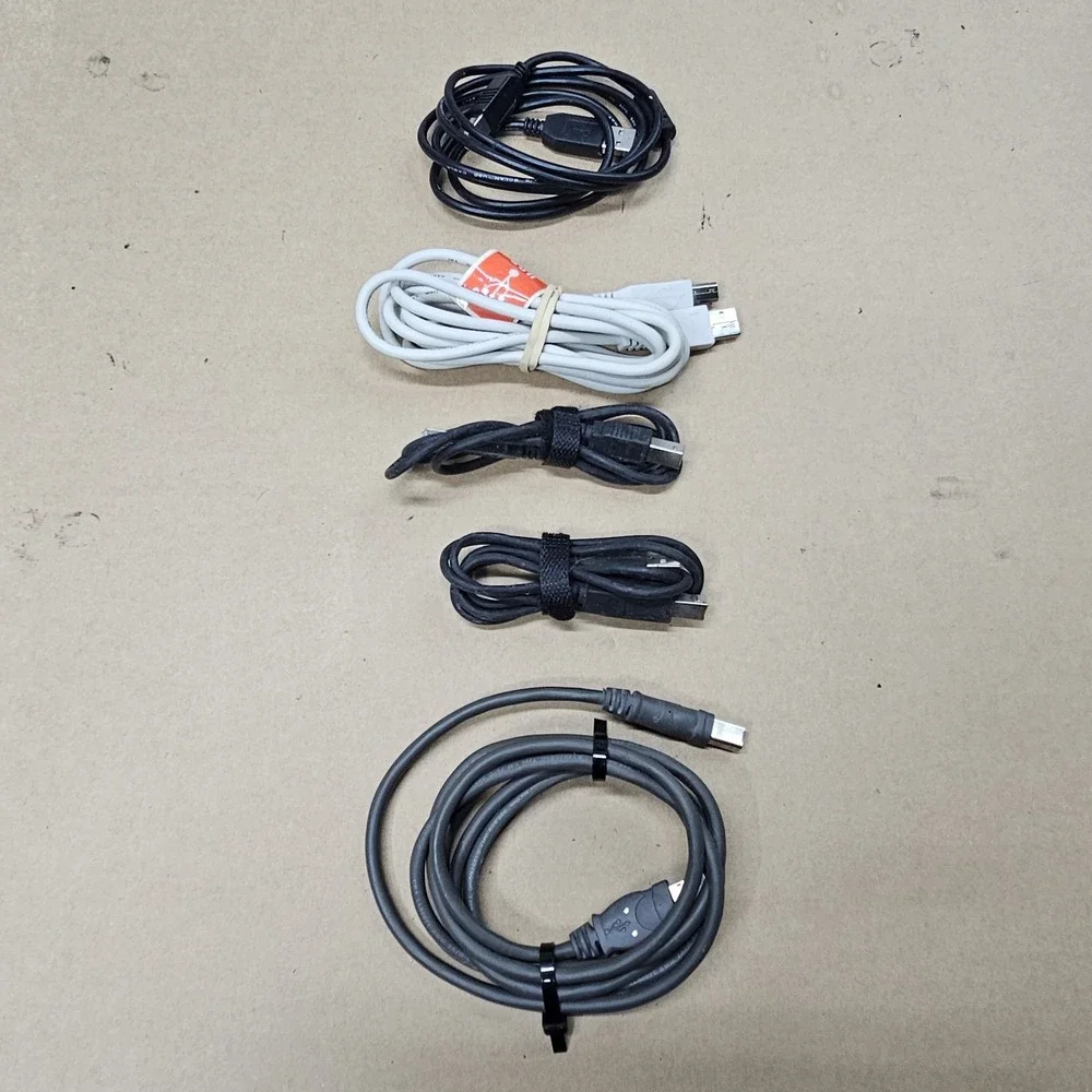 Lot of 5 USB Cables USB A to B Printer Scanner Cable Mixed Cord Bundle